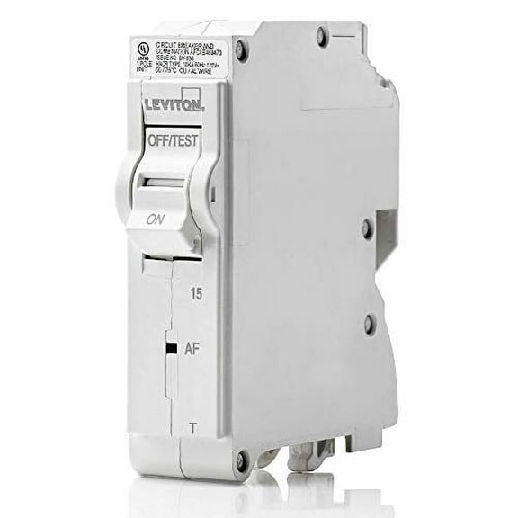 Leviton LB115-AFT 15 Amp, 1-Pole Plug-on AFCI Branch Circuit Breaker, 120 VAC, White