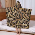 thumbnail image 5 of Dog Bones and Dog Footprints Hooded Bath Towel，50"x30" for Ages 3 To 12 Kids, Quick Dry Lightweight Soft Microfiber Hood Beach Towel Cover Up for Kids, 5 of 7