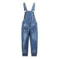 thumbnail image 2 of KIDSCOOL SPACE Girls Washed Distressed Denim Ripped Cotton Jean Overalls,11-12 Years, 2 of 5