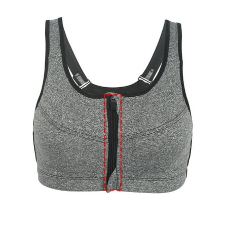 

FALEXO Women Seamless Padded Front-close Zipper Sport High Impact Racerback Bra