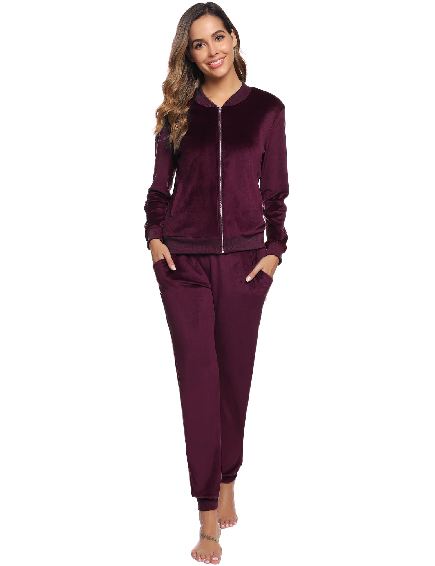 Womens Velour Sweatsuits Sets 2 Piece Tracksuits Outfits Full Zip