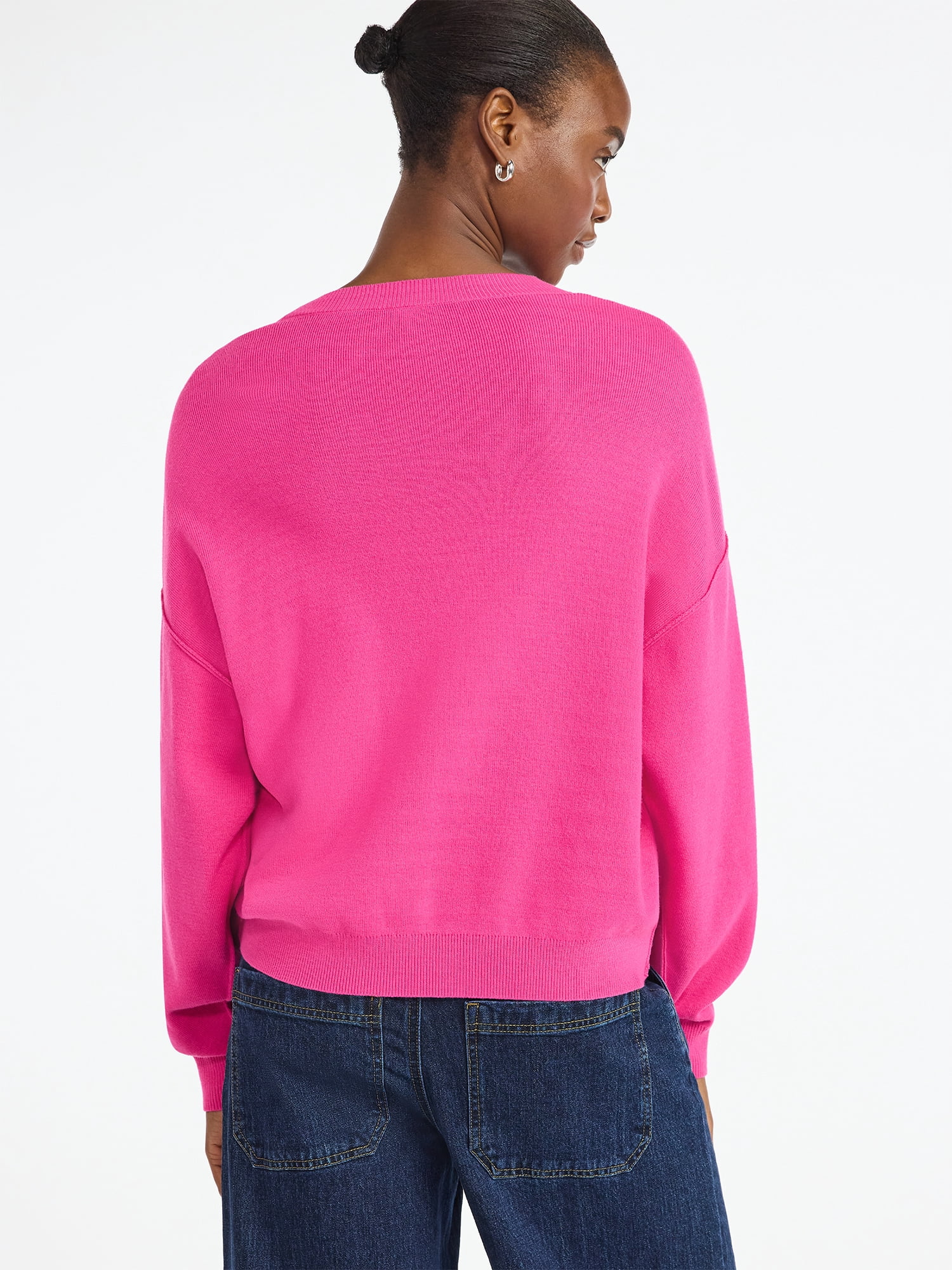 Scoop Women's and Women's Plus Oversized Crewneck Sweater, Lightweight, Sizes XS-4X