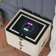 thumbnail image 2 of FINE MAKER Smart Double Drawer Nightstand, Bedroom Storage Cabinet with Wireless Charging and 3 Colors LED, Sofa Side Table, 2 of 12