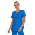 thumbnail image 3 of Medichic Scrubs Women's V-Neck Notch Fashion Stretch Scrub Top with Two Pockets, Flex Easy Care Fabric, 3 of 4