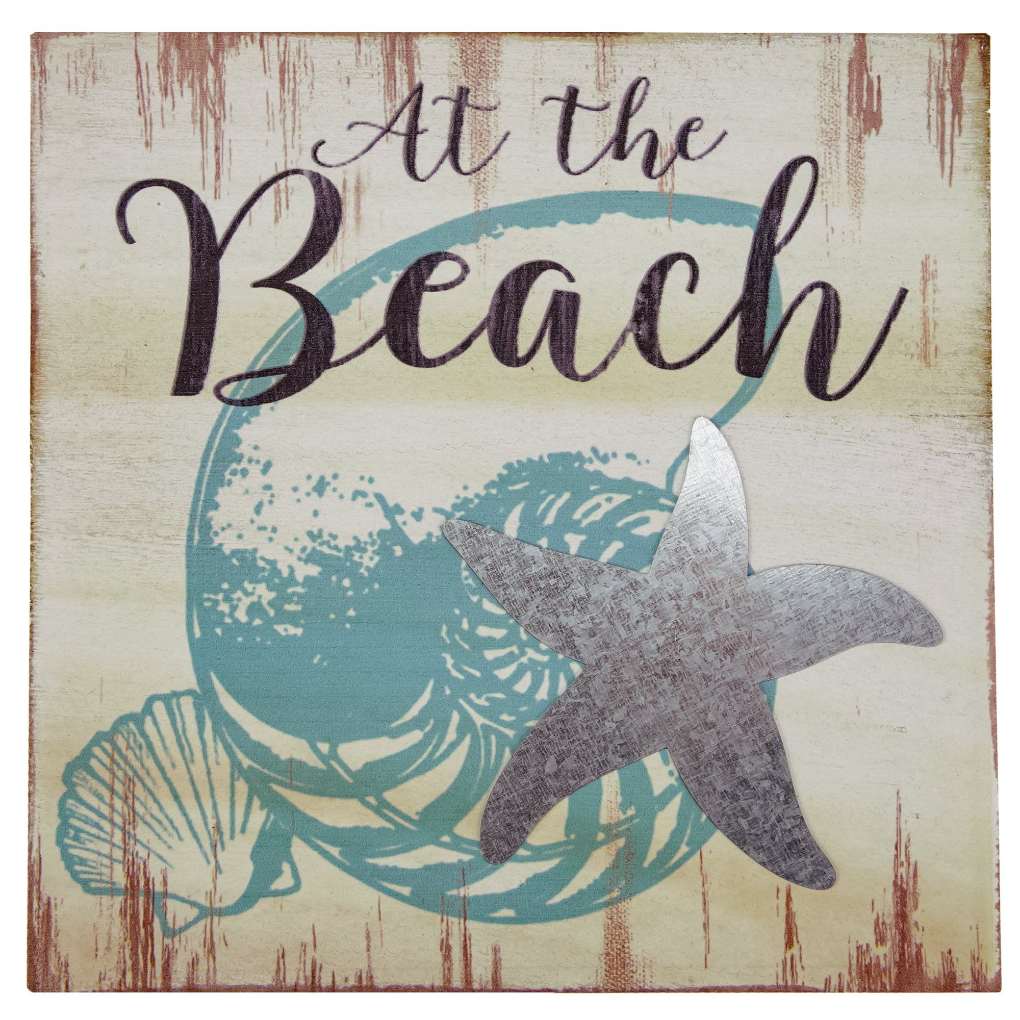 Life is Better At the Beach Starfish Seashells Wood Plank Design Wall Box Sign