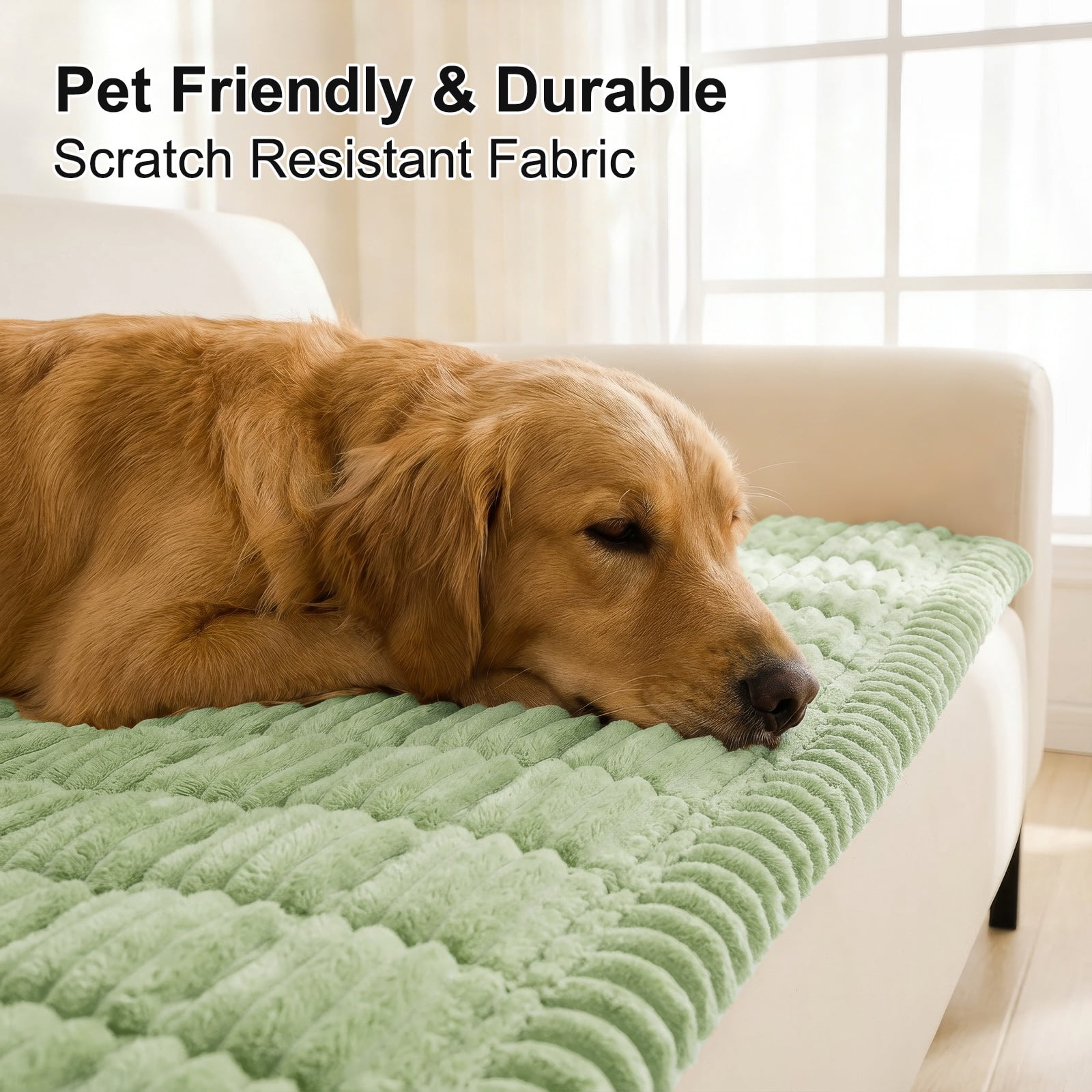 decorUhome Couch Covers for 3 Cushion Couch Sofa, Non Slip Fuzzy Couch Covers for Pets, Washable Slipcover for Dogs(Green, 27.6" x 70.9")