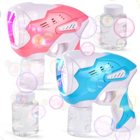 Fun Little Toys 2 Bubble Machin with 4 Bottles Bubble Solutions for Kids  Bubble Maker with Sound and Light  Bubble Blower Toys for Bubble Blaster Party Supplies  Summer Outdoor Activity Party Favors