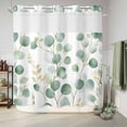 thumbnail image 6 of No Hook Shower Curtain, Eucalyptus Leaves Shower Curtains for Bathroom with See Through Top Window, Green Gold Spring Botanical Branch Waterproof & Washable Bath Curtain Standard 72"x72", 6 of 9