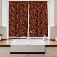 thumbnail image 2 of Ambesonne Orange Boho Kitchen Curtains, Leaves Flowers Dots Art, 55"x30", Scarlet Earth Yellow and Rust, 2 of 3