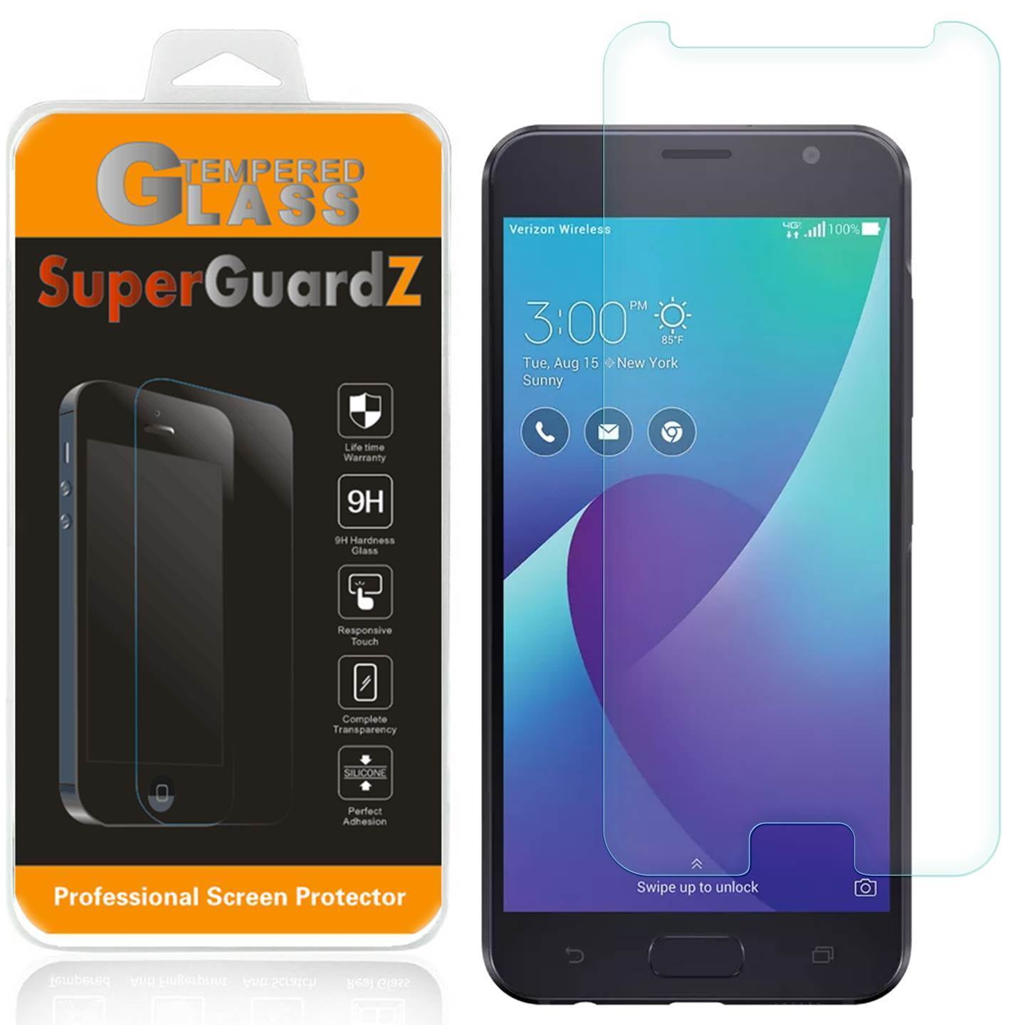[3-Pack] Asus ZenFone V  SuperGuardZ Tempered Glass Screen Protector, 9H, Anti-Scratch, Anti-Bubble, Anti-Fingerprint
