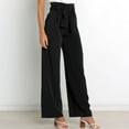 thumbnail image 4 of XFLWAM Wide Leg Pants for Women High Waist Dressy Bow Tie Pant Work Business Casual Trousers with Pockets Black XXL, 4 of 7