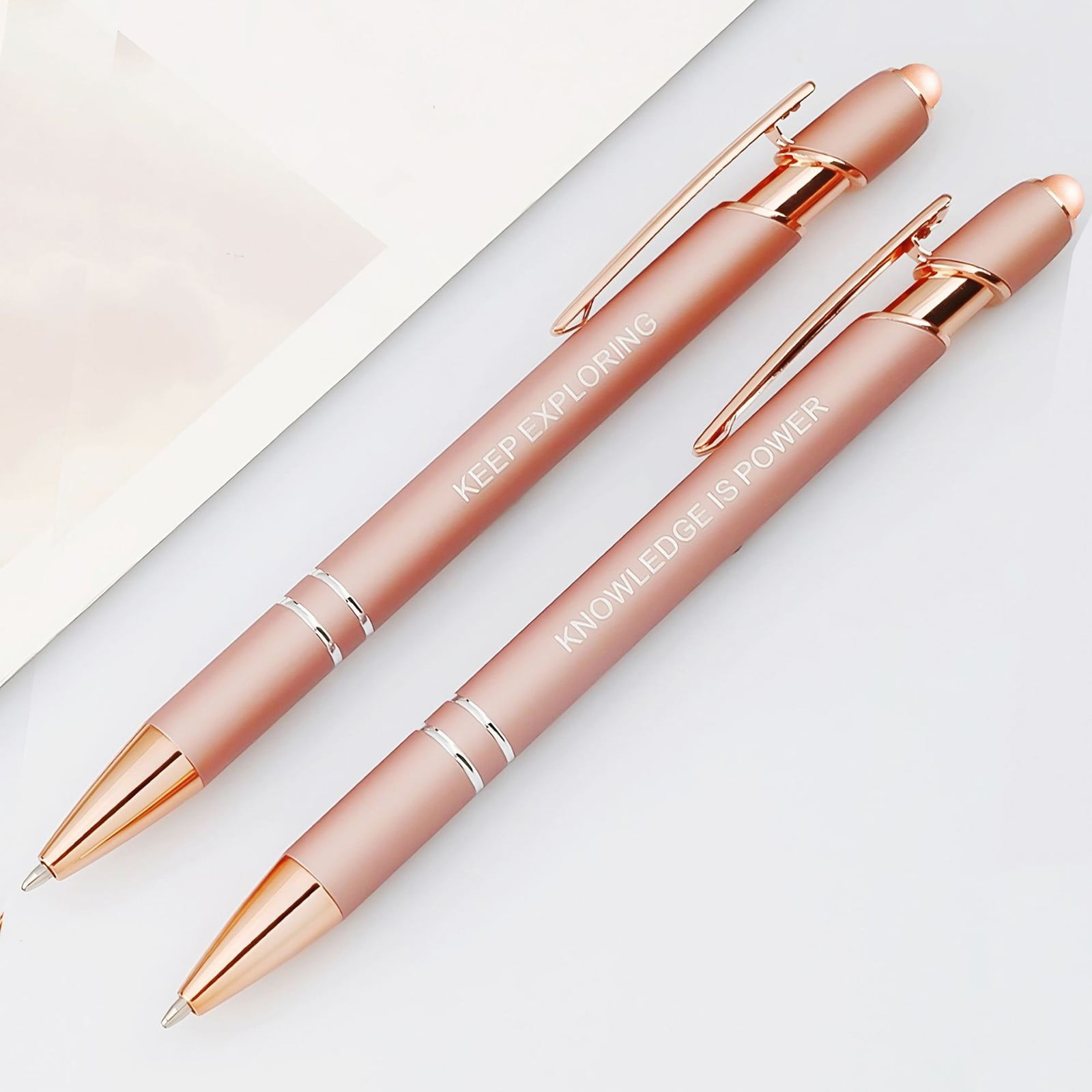 Clearance Pencil curler under $20,Bobasndm 12 Pack Rose Gold Ballpoint Pen With Stylus Tip 1.0 Mm Smooth Writing Pens Metal Stylus Pens For Screens（10ml） 2PC