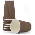thumbnail image 4 of 80 Pack 16 oz Disposable Double Walled Hot Cups with Lids, Coffee Cups, No Sleeves needed Insulated Ripple Wall Hot Coffee Tea Chocolate Drinks, Brown, 4 of 5