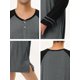 thumbnail image 5 of Camisones de hombre Contraste Color Henley Sleep Shirt Lounge Sleepwear Camisón Pijamas Gris Oscuro Negro XL Unique Bargains Camisone, 5 of 5