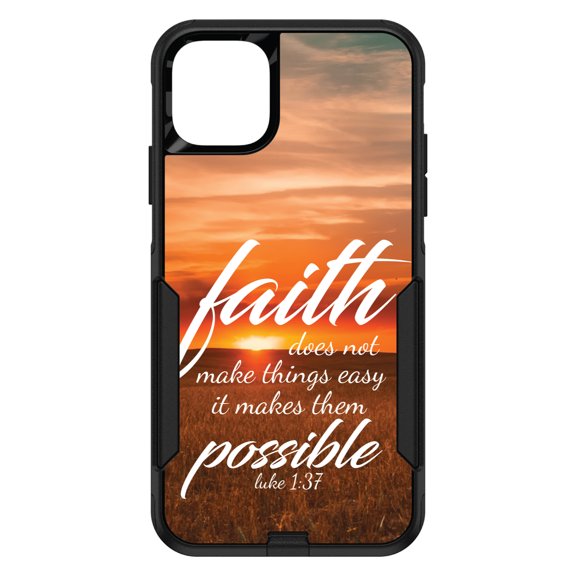 DistinctInk Custom SKIN / DECAL compatible with OtterBox Commuter for iPhone 11 Pro MAX (6.5" Screen) - Luke 1:37 - Faith Does Not Make Things Easy, It Makes Them Possible - Show Your Love of Christ