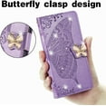thumbnail image 2 of Mantto For Galaxy Z Fold 5 Wallet Case, Bling Diamond PU Leather Flip Wallet Case Hand Strap Butterfly Embossed Flip Stand Card Holder Magnetic Cover for Samsung Galaxy Z Fold 5, Lightpurple, 2 of 7