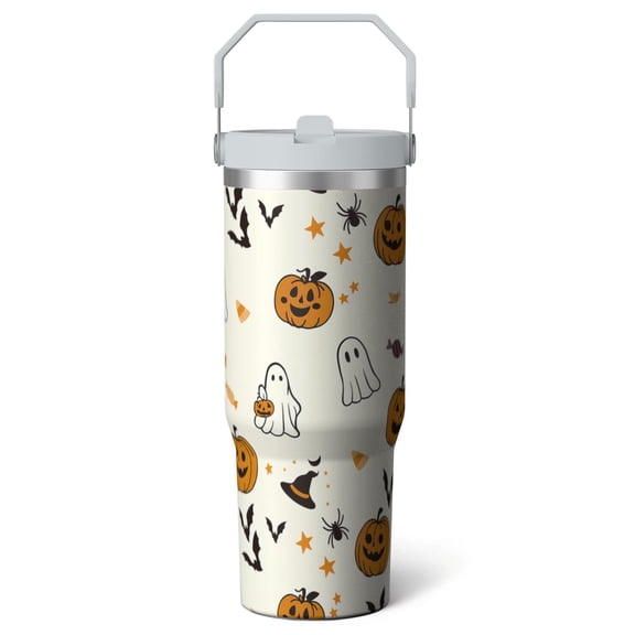 1pc Halloween 30oz Tumbler with Straw & Handle - Insulated Stainless Steel Cup | Holiday Gift for Man Women (Christmas, Valentine's, Birthday)