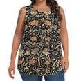 thumbnail image 2 of Homenesgenics Tank Tops for Women Plus Size Summer Floral Printed T-Shirt Home & Leisure Round Neck Tank Top,Sleeveless Tunic Tops Brown XXXXL, 2 of 7
