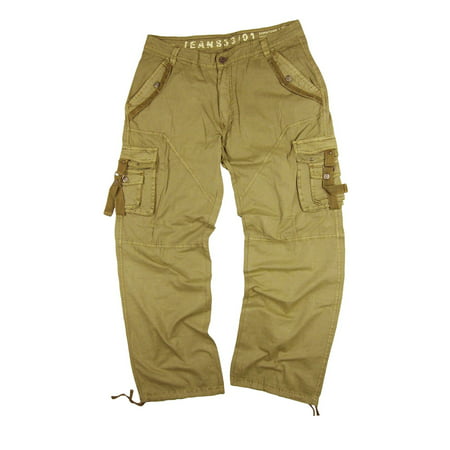 Men's Military-Style Cargo Pants 36x34 Khaki Color #A8 - Walmart.com