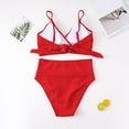 thumbnail image 4 of Gubotare Womens Bikini Women's Two Piece Swimsuits Bandeau Bikini Set Smocked Off Shoulder Bathing Suit with High Waisted Bottoms,Red 4XL, 4 of 5