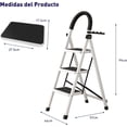 thumbnail image 2 of Set de 2 Escaleras Plegables Multifuncionales Bluelander, Tubular 3 Peldaños, Antideslizante, Blanco, 2 of 5