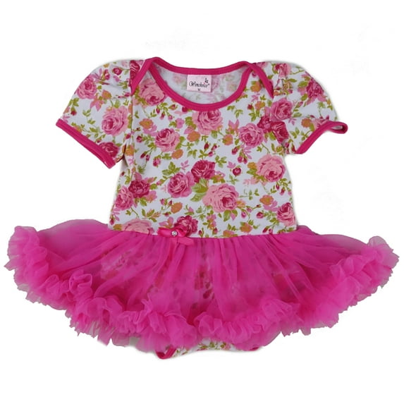Wenchoice Hot Pink Floral Ruffle Bodysuit Girls L(18-24 Month)