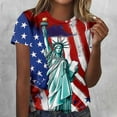 thumbnail image 2 of GERsome 4th of July Short Sleeve T Shirts for Women American Flag Patriotic Crewneck Tops USA Flag Stars Stripes Loose Fit Summer Tee S-2XL, 2 of 5