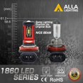 thumbnail image 5 of Alla Lighting PGJ19 Base H16 H8 H11 LED Bulbs, Fog Lights, DRL Replacement Xtreme Super Bright 1860-SMD H1155 12362, 8K Ice Blue, 5 of 9