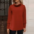 thumbnail image 2 of IROINNID Women's Turtleneck Sweater Casual Loose Fit Solid Pullover Winter Warm Sweater,Red, 2 of 2