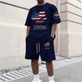 thumbnail image 2 of Sewkxo Men's USA Shirt and Shorts Set American Flag 2 Piece Outfits Fashion Summer Tracksuits Casual Sportwear Set,Blue M, 2 of 4