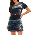 thumbnail image 1 of Balery Astronaut Helmet Reflections Camisón de manga corta con cuello redondo para mujer, cómodo y elegante., 1 of 6