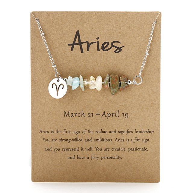 Original Stone Necklace Original Design 12 Constellations Gravel Combination Necklace Collar Colgante Acero Inoxidable