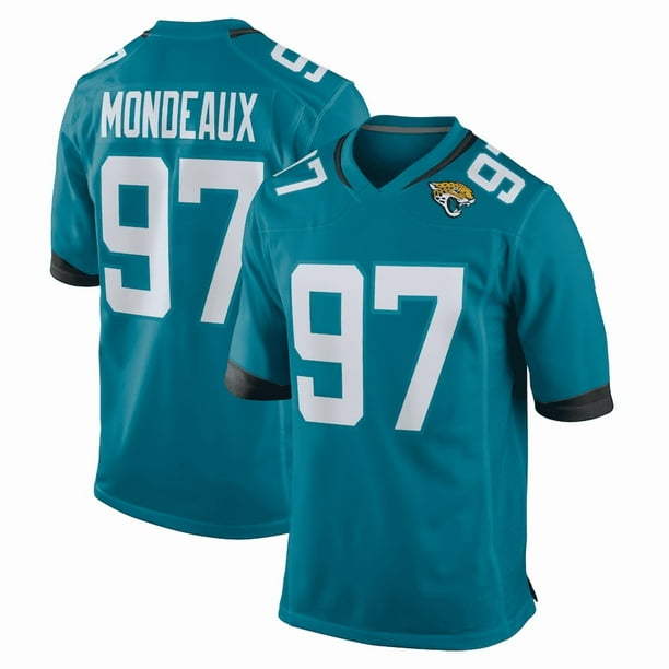 Camiseta deportiva de fútbol americano de los #97 Henry Mondeaux para hombre, color verde azulado (talla 2XL)