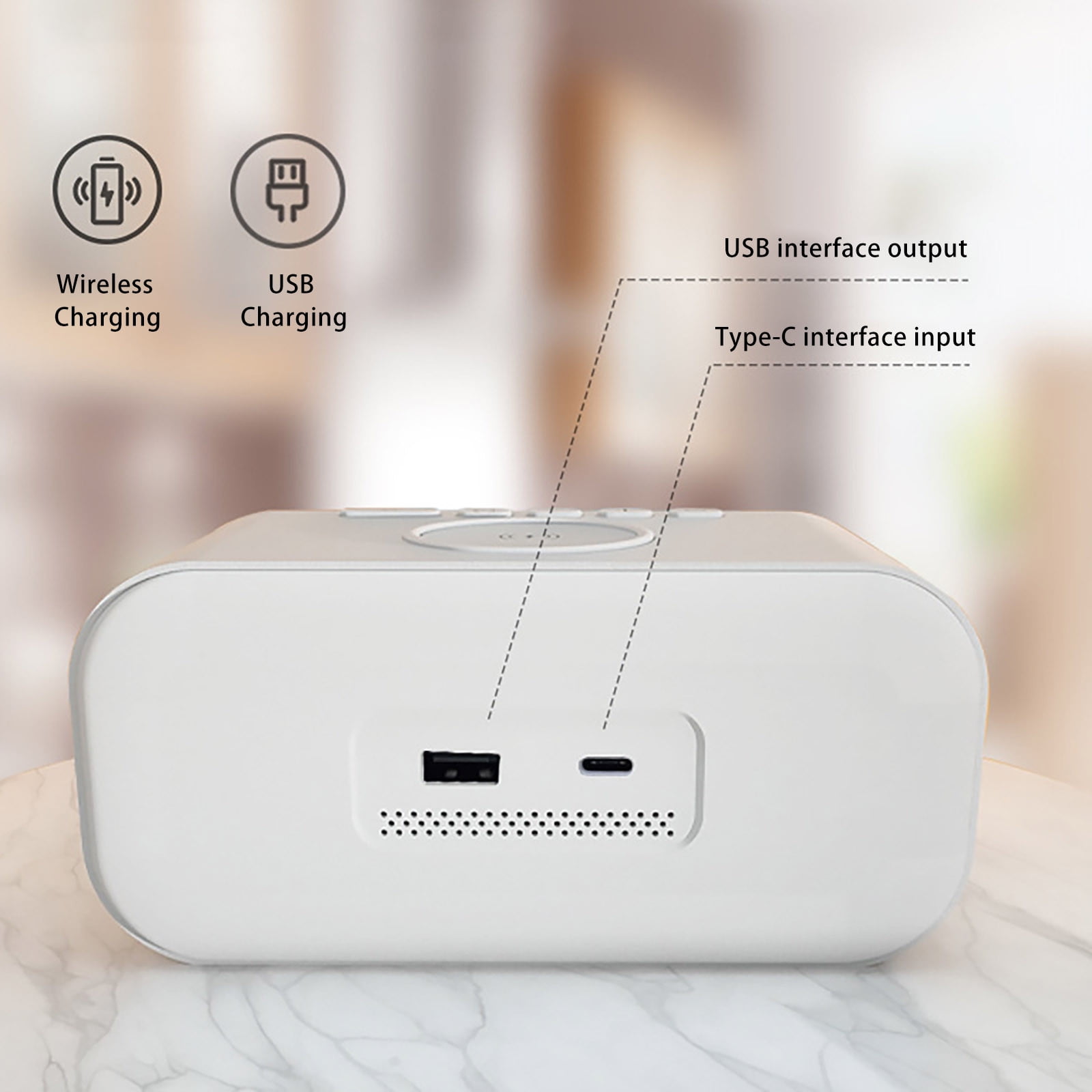 JeashCHAT Desktop Bedroom Mobile Phone Wireless Charger Smart Alarm Clock Bedside Night Light New 15W Wireless Charger