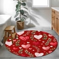 thumbnail image 3 of Round Rug 4Ft Washable Non-Slip, Valentines Circle Area Rugs for Living Room Bedroom, Pink Red Love Heart Spring Green Botanical Indoor Floor Mats Carpet Runner for Home Decor Aesthetic, 3 of 8