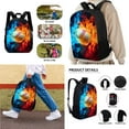 thumbnail image 2 of XYZCANDO Vintage Fire Baseball Print Backpack Set Fashion 17 Inch Backpack with Lunch Bag and Pencil Case Bookbag Rucksack Daypack with Ergonomic Strap for Middle School Student, 2 of 4