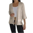 thumbnail image 1 of Cardigan Long, Cardigans en Tricot Gaufré pour Femmes à devant Ouvert Manches 3/4 Chandail Léger Cardigan Chandail Manteau d'Extérieur avec Poches Beige 3TG, 1 of 6