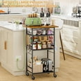thumbnail image 4 of Rolling Kitchen Microwave Cart, 4 Tier Microwave Table Stand with Storage, Kitchen Storage Rack on Wheels, Coffee Station Cart Rack Shelf Organizer for Living Room Office, Balcony, 4 of 14