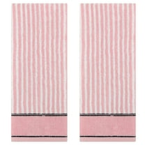 REGALWOVEN Striped Cotton Bathroom Hand Towels, 13 x 29 Inch Soft Absorbent Decorative Hand Towels Pink 2-Piece
