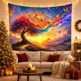 thumbnail image 3 of Fantasy Butterfly Sunset Over Purple Mountains with Glowing Tree, Dreamy Surreal for Nature Lovers, Whimsical Tree Wall Art, Housewarming Gift, Tapestry Wall Hanging for Living Room and Bedroom, 3 of 7