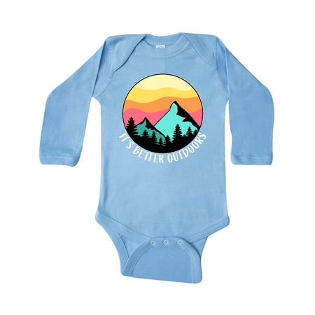 

Inktastic It s Better Outdoors Mountains at Sunset Gift Baby Boy or Baby Girl Long Sleeve Bodysuit