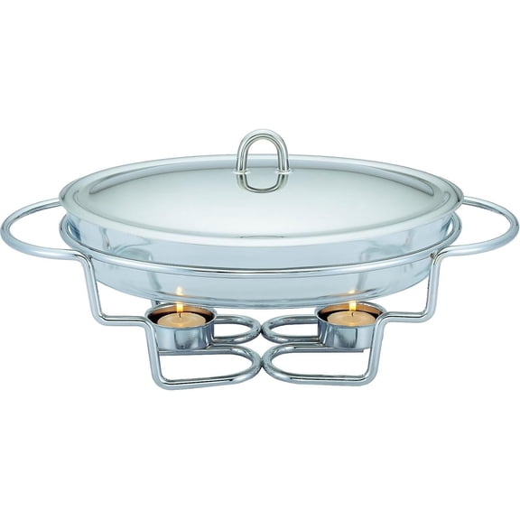 3 QT Chafing Dish Buffet Set | Food Warmers for Parties Buffet, Oven Safe Glass Serving Dish with Stainless Steel Base and Cover