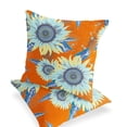 thumbnail image 4 of Set of Two 16" X 16" Blue and Yellow Blown Seam Floral Indoor Outdoor Throw Pillow, 4 of 5