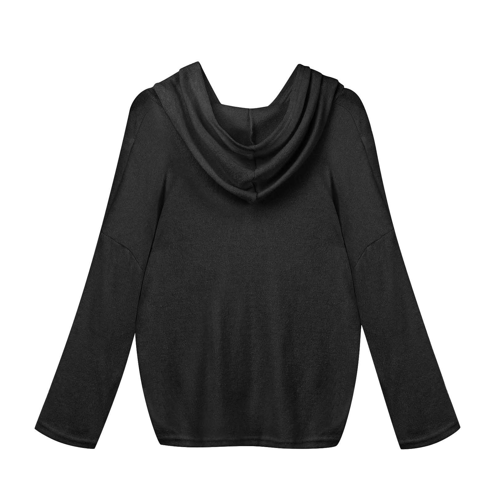 Sweaters for Women with Hood Long Sleeve Slouchy Top Casual Knitted ...