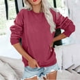 thumbnail image 5 of vigerkar Womens Long Sleeve Solid Color Sweatshirts Casual Crewneck Cute Pullover Tops Lightweight Sweatshirt with Pocket (Hot Pink, M), 5 of 9