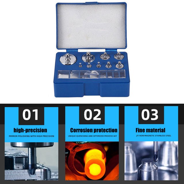 Juego de pesas de escala de gramo de calibración de cromo de 17 piezas para escala digital Ndcxsfigh nuevos