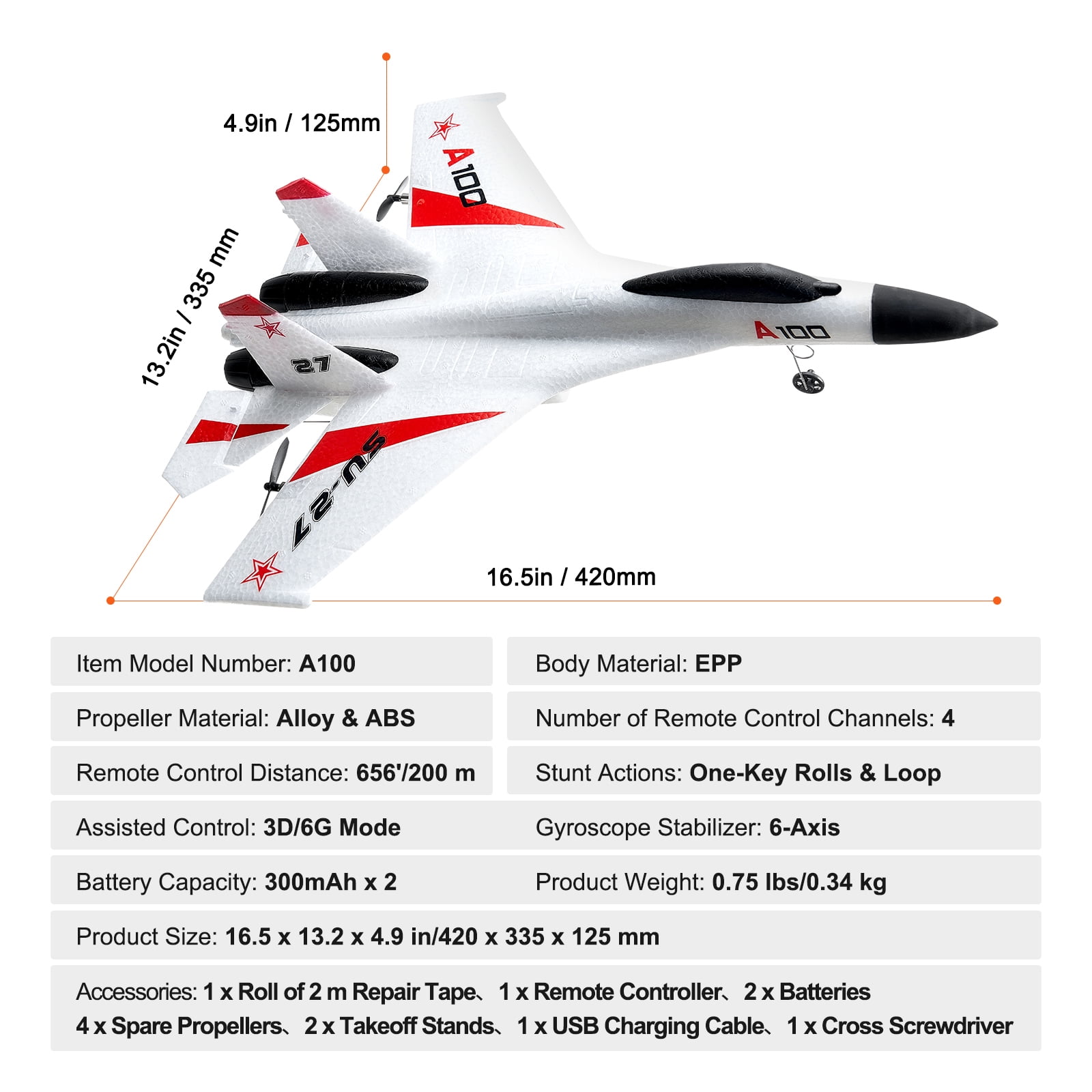 KFFKFF RC Aircraft, 2.4GHZ 4CH Remote Airplane with 6-Axis Gyro, Flight-Ready Combat Plane Toy with Dual Batteries, Simple to Operate RC Glider for Beginners, Kids, and Adults