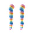 thumbnail image 4 of Whouriu Girls Rainbow Striped Over The Knee Socks Soft Polyester Stretchy Casual Dress Socks, 4 of 4