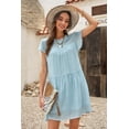 thumbnail image 2 of ABPHQTO Minivestido azul cielo con bolsillos y volantes en el cuello con volantes para mujer, 2 of 5