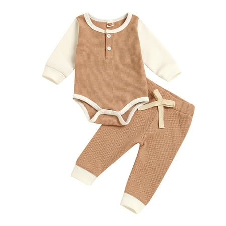 

Tiny Cutey Newborn Baby Boy Girl Fall Winter Clothes Outfits Toddler Long Sleeve Romper Pants Pajama Set 3-6M